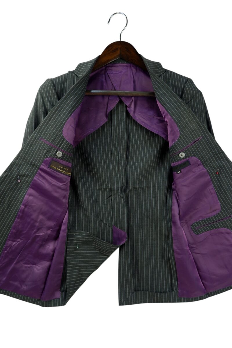 a15083 3 VBC Suit Jacket Wool PET Black Dark Grey Charcoal Japan US UK 37 Chest Size 37 Regular Half Canvas มุมที่ 3