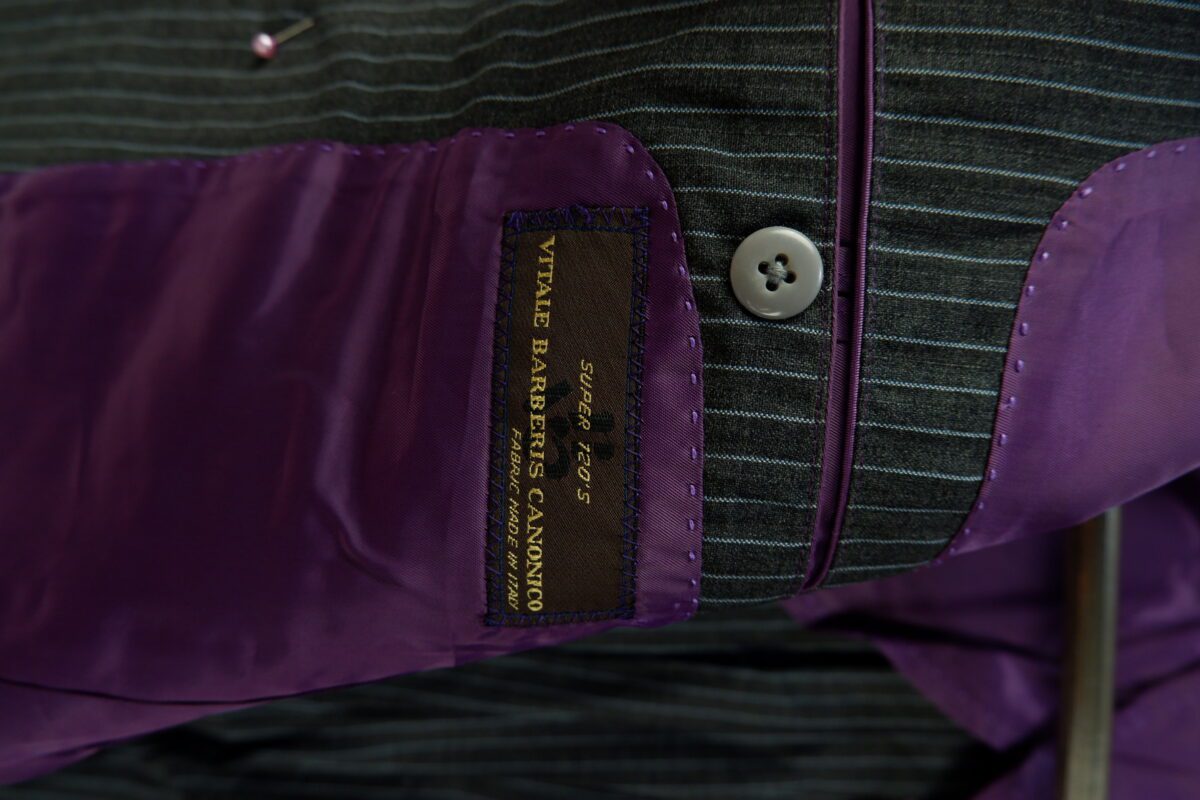 a15083 5 VBC Suit Jacket Wool PET Black Dark Grey Charcoal Japan US UK 37 Chest Size 37 Regular Half Canvas มุมที่ 5