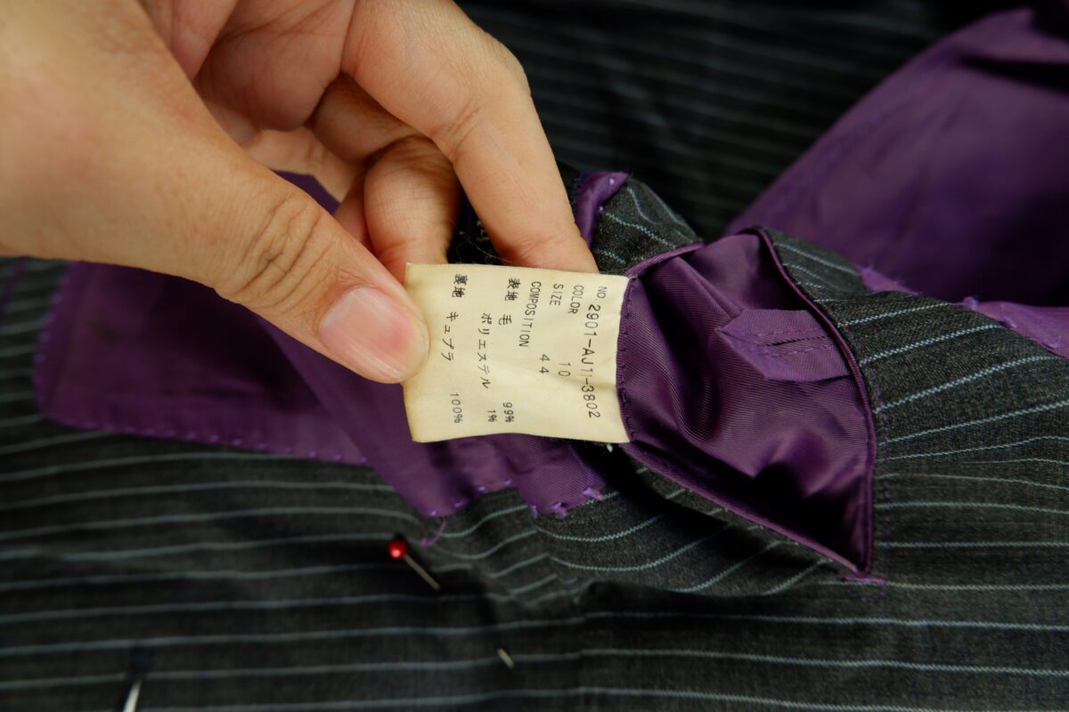 a15083 7 VBC Suit Jacket Wool PET Black Dark Grey Charcoal Japan US UK 37 Chest Size 37 Regular Half Canvas มุมที่ 7