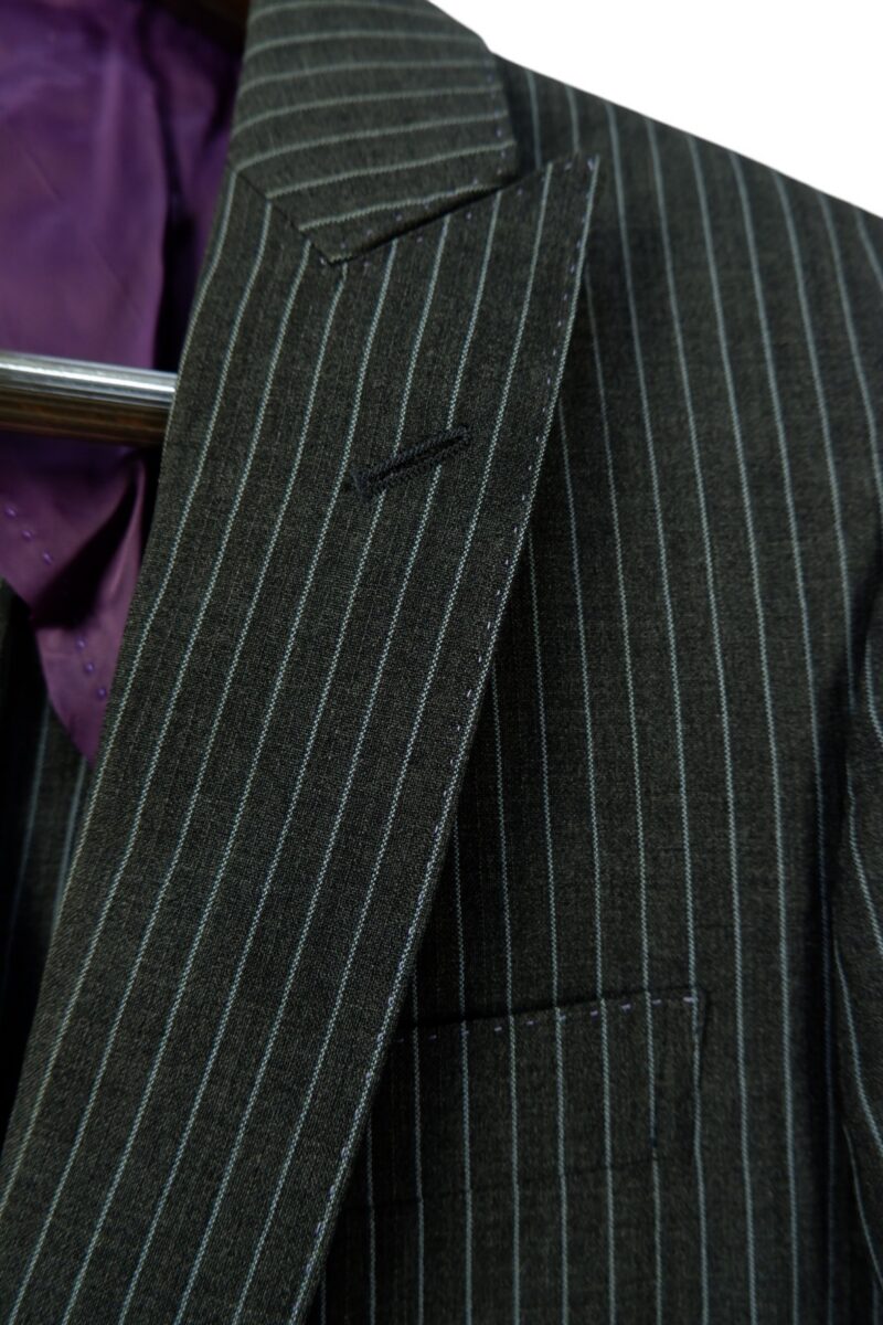 a15083 8 VBC Suit Jacket Wool PET Black Dark Grey Charcoal Japan US UK 37 Chest Size 37 Regular Half Canvas มุมที่ 8