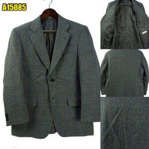 Suit Jacket Wool PET Acrylic Nylon Grey Windowpane Japan US UK 44 Chest Size 44 Regular No Canvas มุมที่ 1