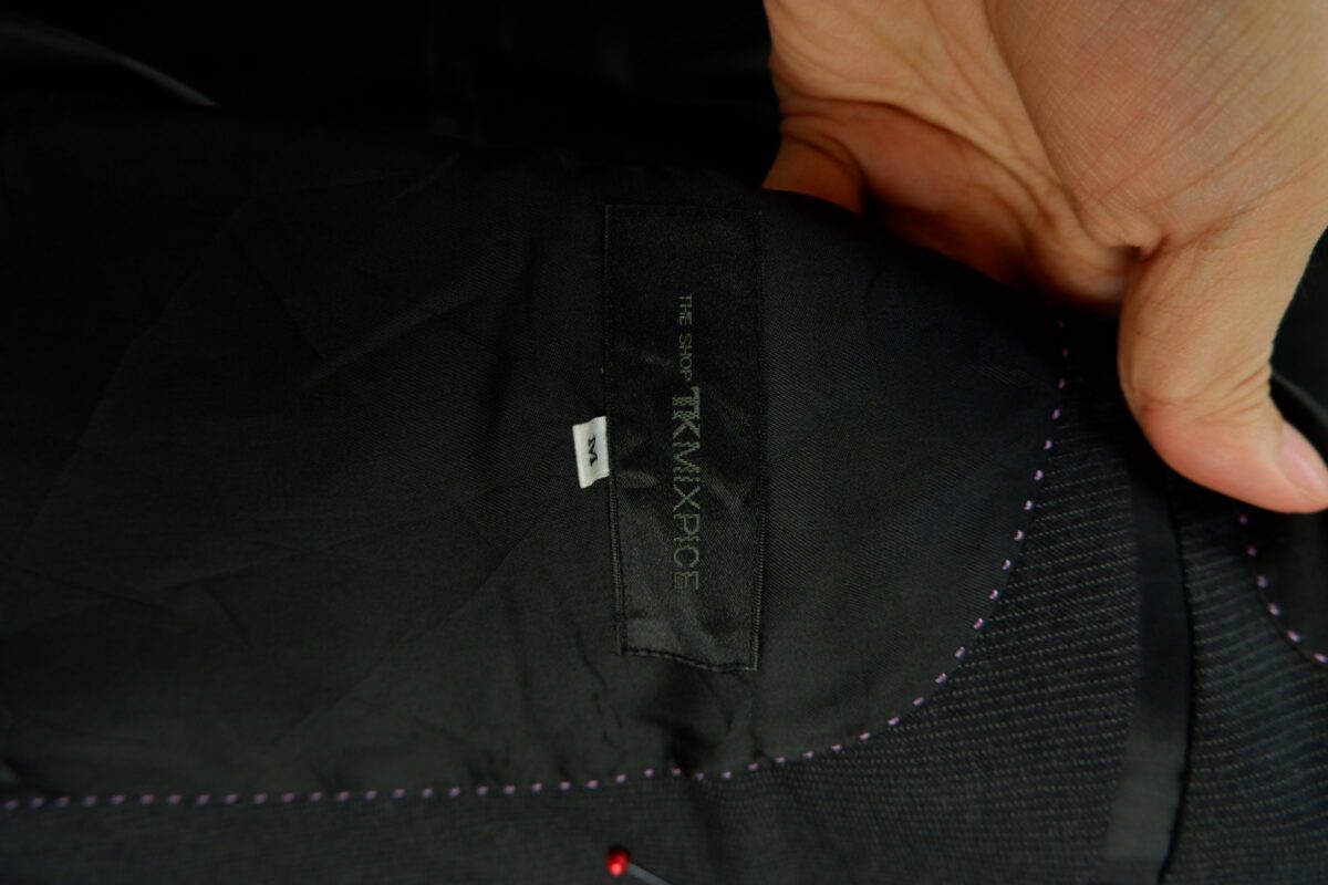a15088 5 VBC Suit Jacket Wool PET Black Dark Grey Charcoal Stripe Japan US UK 39 Chest Size 39 Regular Half Canvas มุมที่ 5