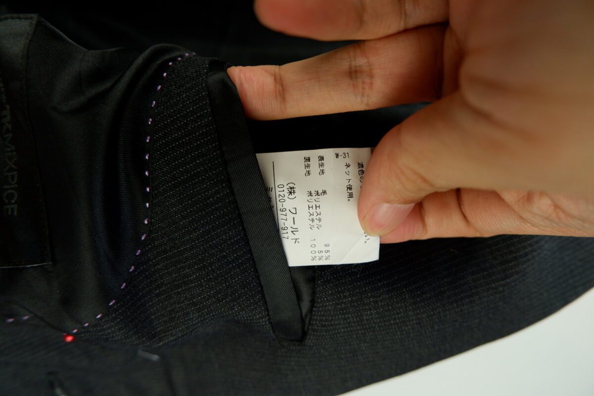 a15088 7 VBC Suit Jacket Wool PET Black Dark Grey Charcoal Stripe Japan US UK 39 Chest Size 39 Regular Half Canvas มุมที่ 7