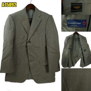 Zegna Suit Jacket Wool Silk Grey Stripe Japan US UK 41 Chest Size 41 Regular Half Canvas มุมที่ 1
