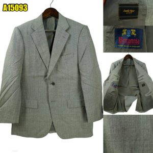 Britania Suit Jacket Wool PET Grey Herringbone Japan US UK 40 Chest Size 40 Regular Half Canvas มุมที่ 1