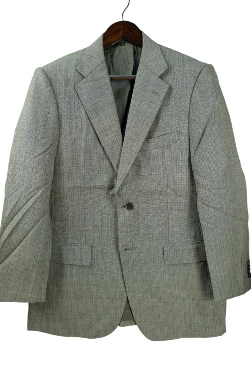 a15093 2 Britania Suit Jacket Wool PET Grey Herringbone Japan US UK 40 Chest Size 40 Regular Half Canvas มุมที่ 2