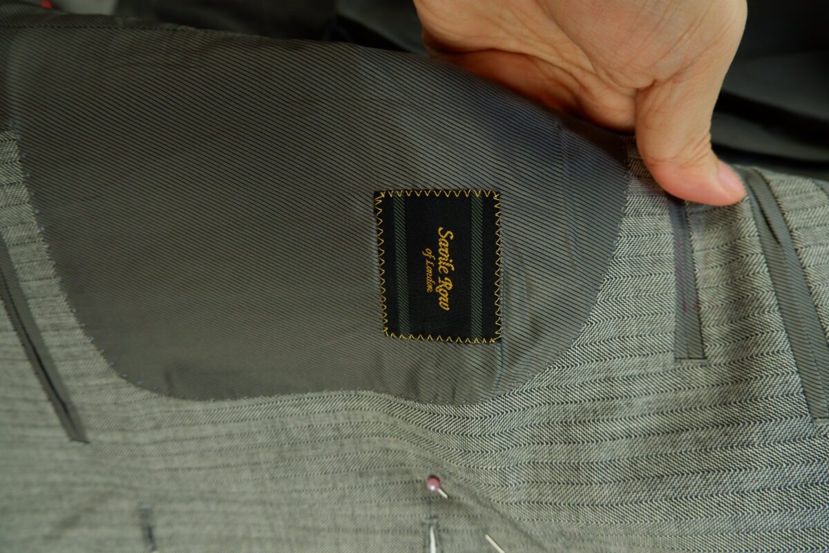 a15093 5 Britania Suit Jacket Wool PET Grey Herringbone Japan US UK 40 Chest Size 40 Regular Half Canvas มุมที่ 5