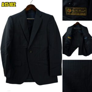 Loro Piana Suit Jacket Wool Black Stripe Japan US UK 39 Chest Size 39 Regular Half Canvas Pick Stitch มุมที่ 1