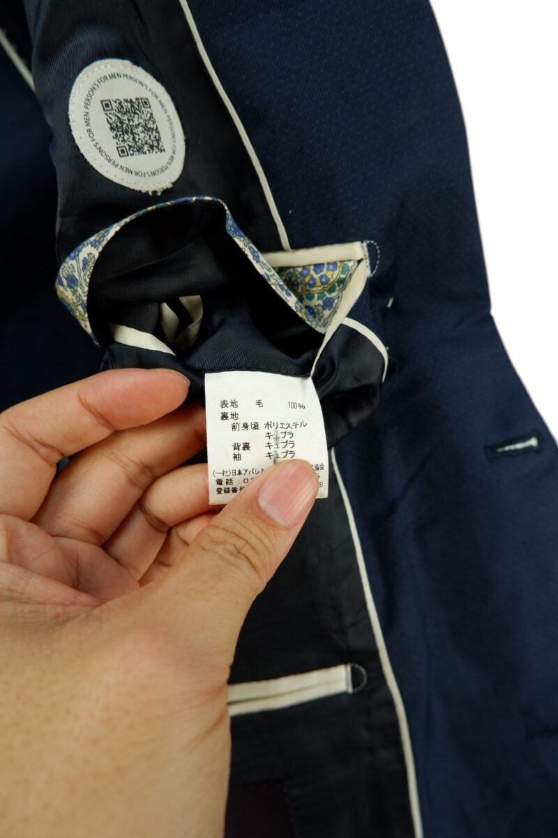 a15103 9 VBC Suit Jacket Wool Navy Japan US UK 39 Chest Size 39 Regular Half Canvas Pick Stitch Soft Shoulder มุมที่ 9
