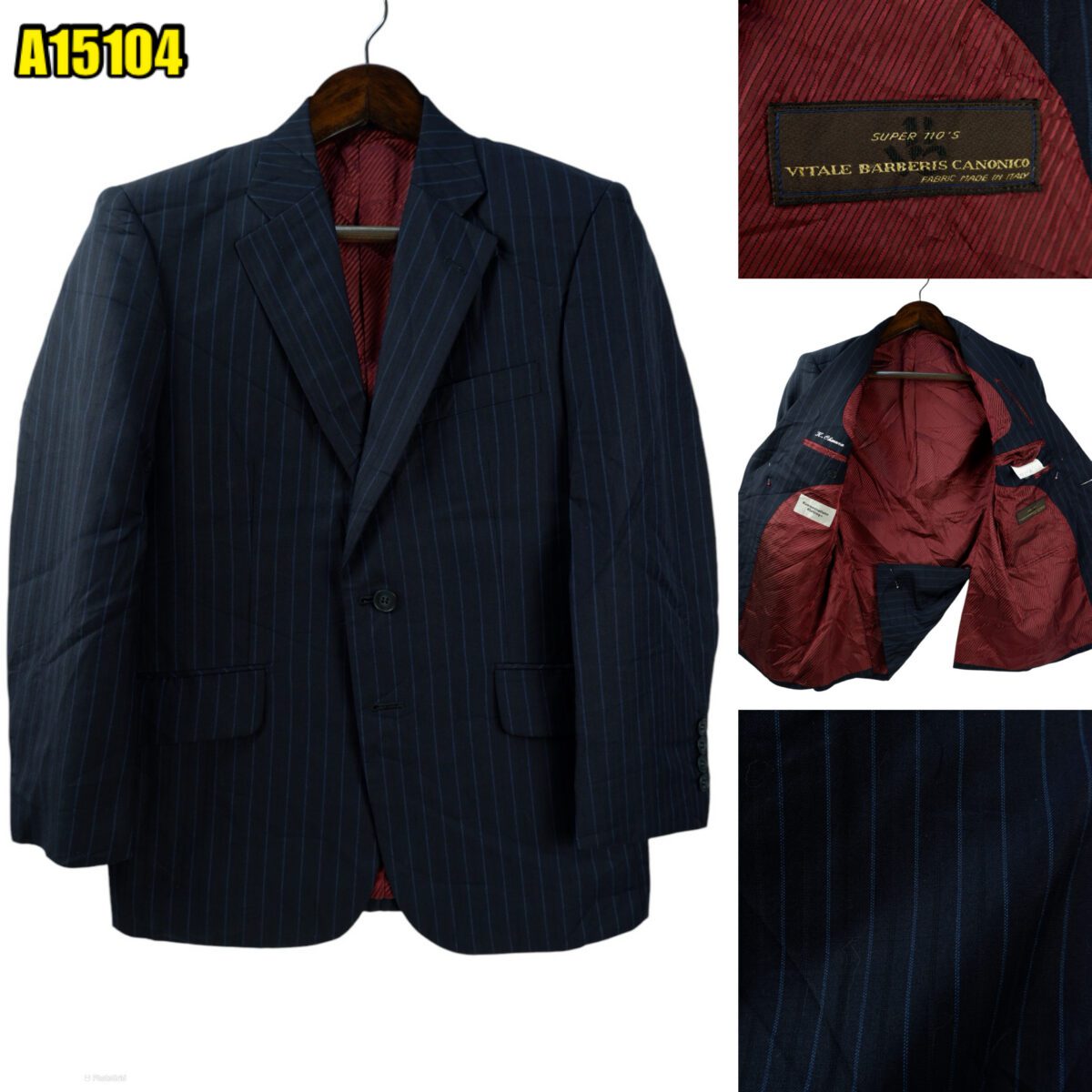 created by photogrid VBC Suit Jacket Wool Black Stripe Japan US UK 38 Chest Size 38 Regular Full Canvas มุมที่ 1