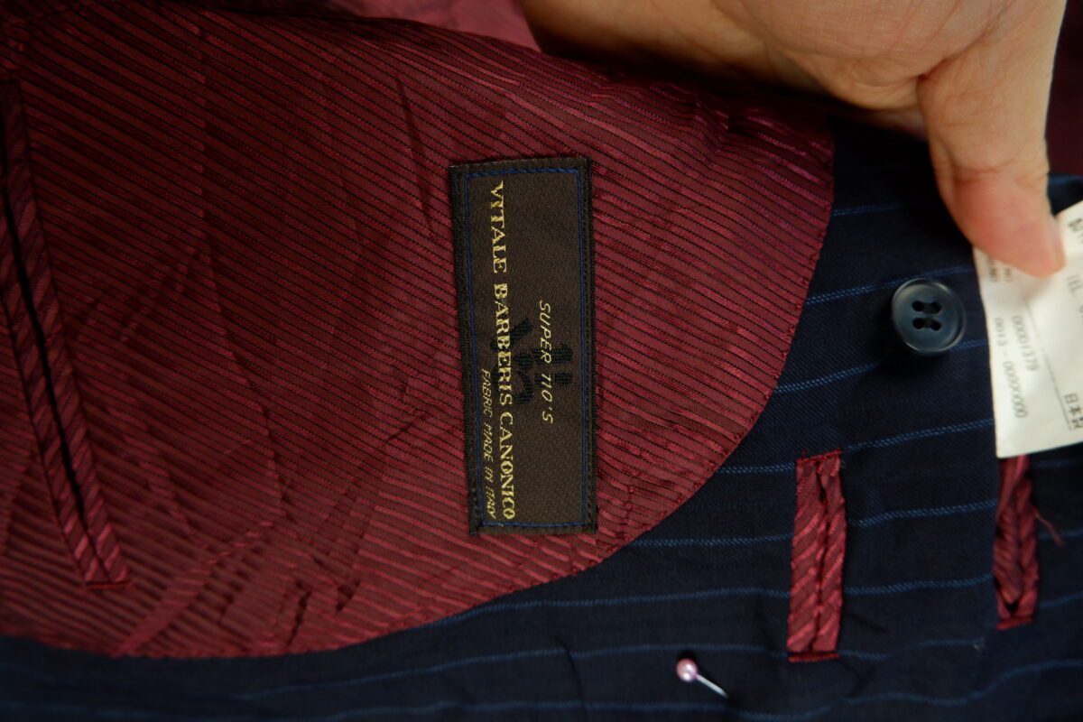 a15104 5 VBC Suit Jacket Wool Black Stripe Japan US UK 38 Chest Size 38 Regular Full Canvas มุมที่ 5