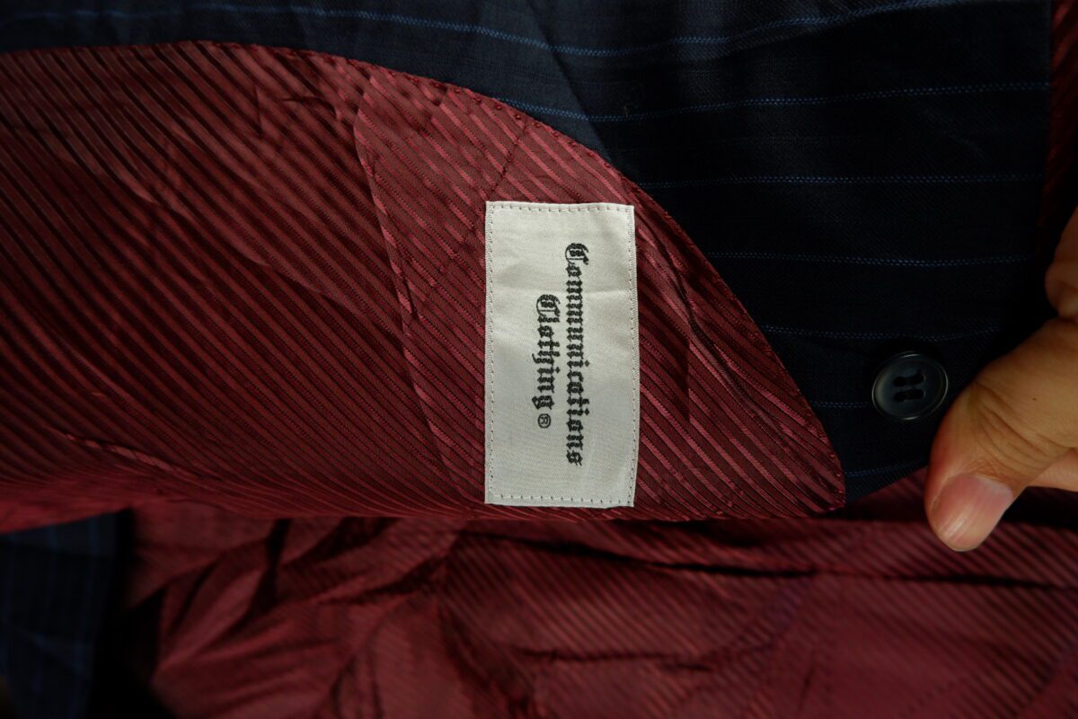 a15104 6 VBC Suit Jacket Wool Black Stripe Japan US UK 38 Chest Size 38 Regular Full Canvas มุมที่ 6