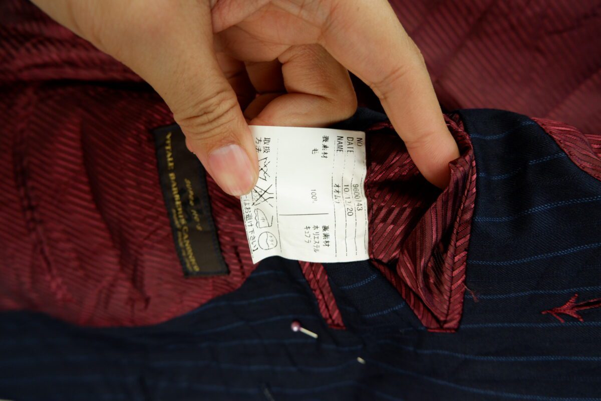 a15104 7 VBC Suit Jacket Wool Black Stripe Japan US UK 38 Chest Size 38 Regular Full Canvas มุมที่ 7
