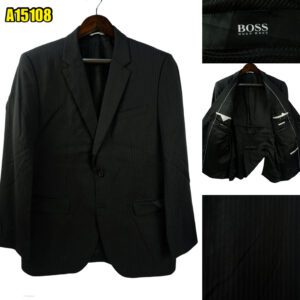 Hugo Boss Suit Jacket Wool Black Stripe Turkey US UK 43 Chest Size 43 Regular Half Canvas มุมที่ 1
