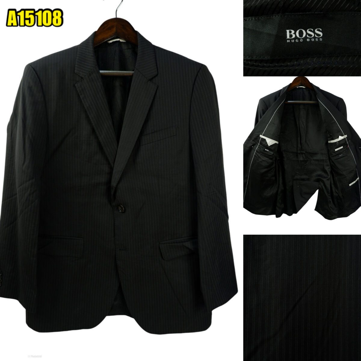 created by photogrid Hugo Boss Suit Jacket Wool Black Stripe Turkey US UK 43 Chest Size 43 Regular Half Canvas มุมที่ 1