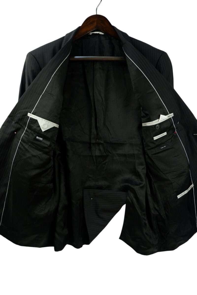 a15108 3 Hugo Boss Suit Jacket Wool Black Stripe Turkey US UK 43 Chest Size 43 Regular Half Canvas มุมที่ 3