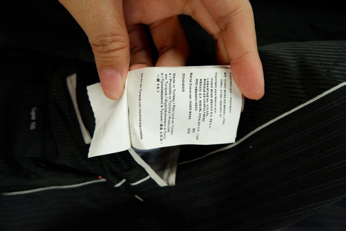 a15108 6 Hugo Boss Suit Jacket Wool Black Stripe Turkey US UK 43 Chest Size 43 Regular Half Canvas มุมที่ 6