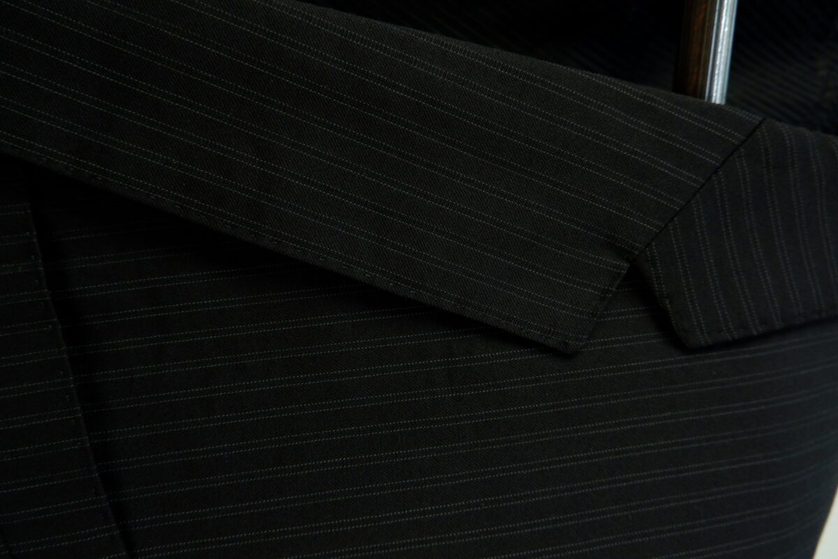a15108 7 Hugo Boss Suit Jacket Wool Black Stripe Turkey US UK 43 Chest Size 43 Regular Half Canvas มุมที่ 7