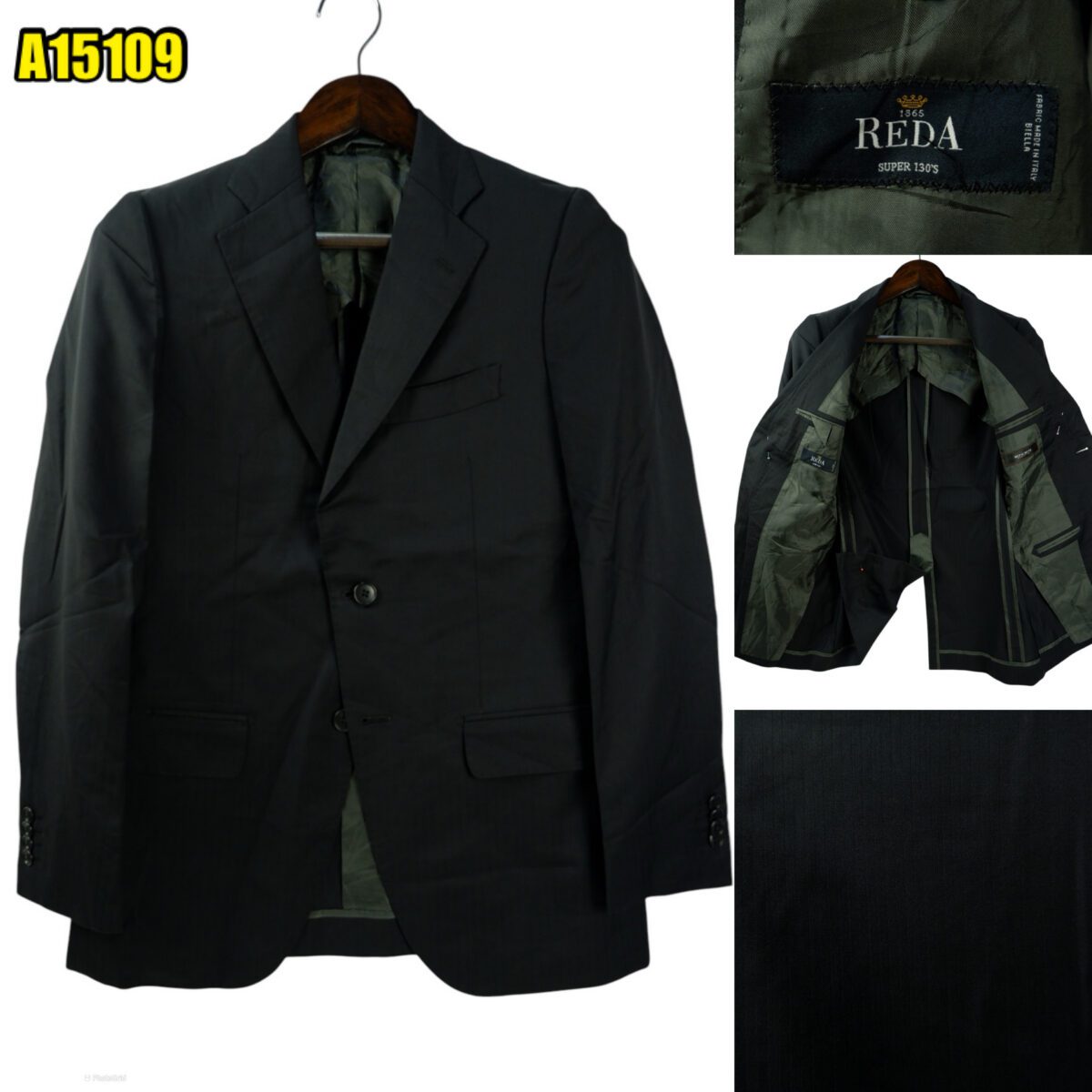 Reda Suit Jacket Wool Black Herringbone Japan US UK 38 Chest Size 38 Regular Half Canvas Pick Stitch | mesabb clothing Reda Suit Jacket Wool Black Herringbone Japan US UK 38 Chest Size 38 Regular Half Canvas Pick Stitch มุมที่ 1