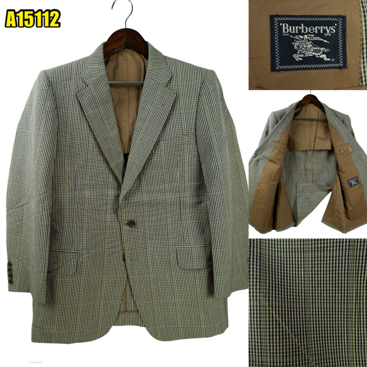 created by photogrid Burberry Suit Jacket Wool Silk Grey Check Japan US UK 42 Chest Size 42 Regular Full Canvas มุมที่ 1