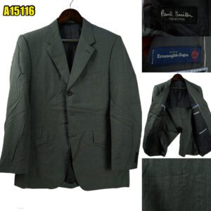Paul Smith Zegna Suit Jacket Wool Grey Stripe Japan US UK 42 Chest Size 42 Regular Full Canvas มุมที่ 1