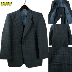 Suit Jacket Wool Dark Grey Glen Check Japan US UK 42 Chest Size 42 Regular Half Canvas มุมที่ 1