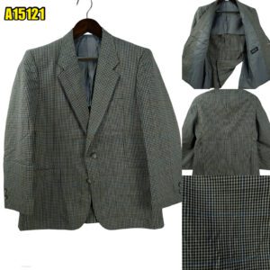 Suit Jacket PET Wool Grey Windowpane Japan US UK 42 Chest Size 42 Regular Half Canvas มุมที่ 1