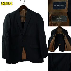 Reda Suit Jacket Wool Silk Black Chalk Stripe Japan US UK 38 Chest Size 38 Regular Half Canvas Pick Stitch Real Buttonhole มุมที่ 1