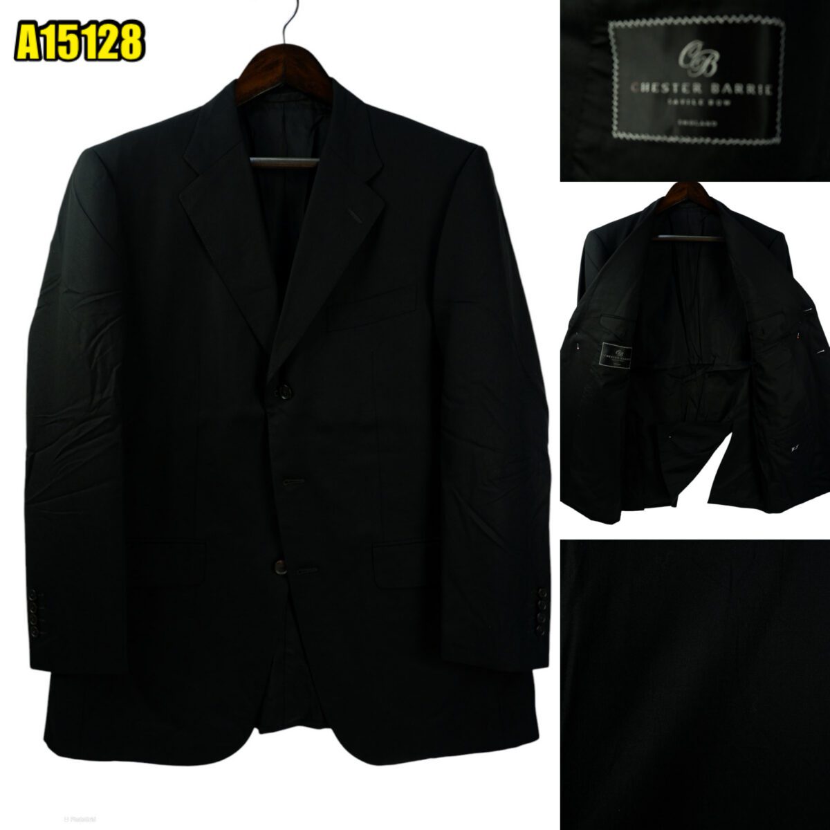 Chester Barrie Suit Jacket Wool Black England US UK 45 Chest Size 45 Regular Full Canvas Pick Stitch | mesabb clothing Chester Barrie Suit Jacket Wool Black England US UK 45 Chest Size 45 Regular Full Canvas Pick Stitch มุมที่ 1