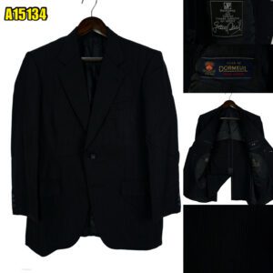 Dormeuil Suit Jacket Wool Black Stripe Japan US UK 42 Chest Size 42 Regular Half Canvas Pick Stitch มุมที่ 1