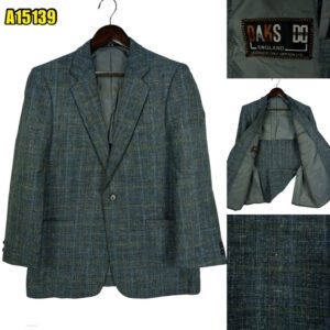 DAKS Suit Jacket Wool Linen Grey Windowpane Japan US UK 42 Chest Size 42 Regular Half Canvas มุมที่ 1