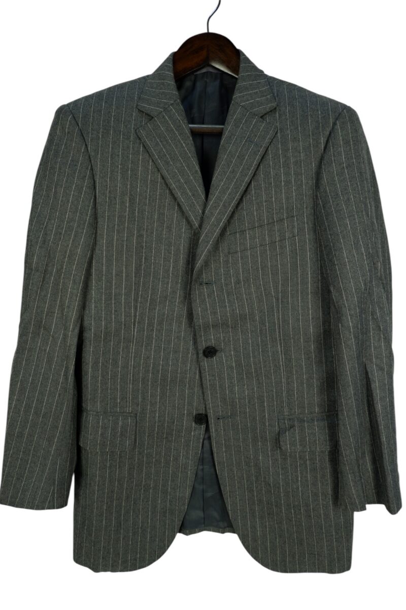 a15142 2 VBC Suit Jacket Wool Grey Stripe Japan US UK 41 Chest Size 41 Regular Half Canvas มุมที่ 2