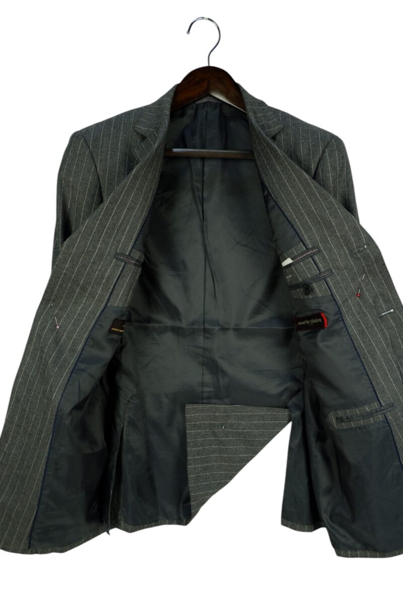 a15142 3 VBC Suit Jacket Wool Grey Stripe Japan US UK 41 Chest Size 41 Regular Half Canvas มุมที่ 3