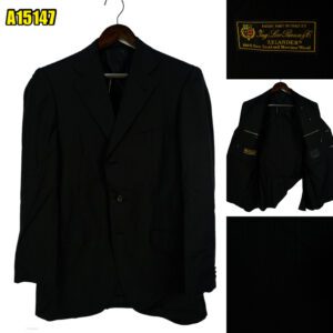 Loro Piana Suit Jacket Wool Black Stripe Japan US UK 41 Chest Size 41 Regular Full Canvas Pick Stitch มุมที่ 1