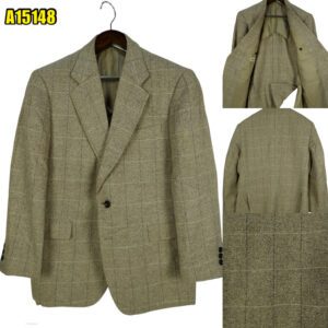 Suit Jacket Wool Silk Alpaca Beige Windowpane Japan US UK 44 Chest Size 44 Regular Full Canvas มุมที่ 1