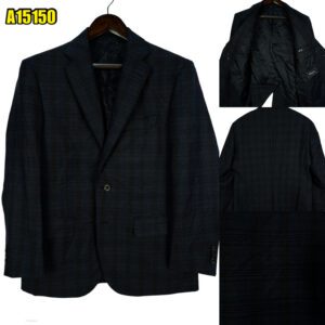 Suit Jacket Wool PET Dark Grey Glen Check Japan US UK 42 Chest Size 42 Regular Half Canvas Soft Shoulder มุมที่ 1
