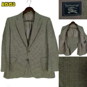 Burberry Suit Jacket Wool Grey Houndstooth Japan US UK 41 Chest Size 41 Regular Full Canvas มุมที่ 1