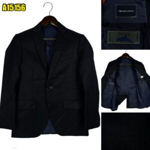 Reda Suit Jacket Wool PET Black Chalk Stripe China US UK 38 Chest Size 38 Regular Half Canvas Pick Stitch Real Buttonhole มุมที่ 1
