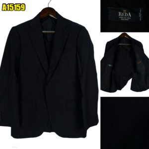 Reda Suit Jacket Wool Black China US UK 38 Chest Size 38 Regular Full Canvas Pick Stitch Real Buttonhole มุมที่ 1