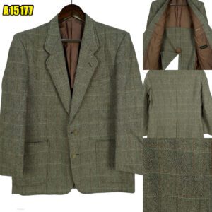 Suit Jacket Wool PET Acrylic Grey Windowpane Japan US UK 43 Chest Size 43 Regular No Canvas มุมที่ 1