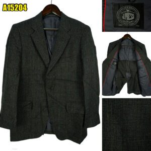 Jpress Suit Jacket Wool Black Dark Grey Charcoal Glen Check Japan US UK 42 Chest Size 42 Regular No Canvas มุมที่ 1