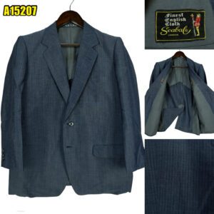 Scabal Suit Jacket Wool Navy Stripe Japan US UK 43 Chest Size 43 Regular Full Canvas มุมที่ 1