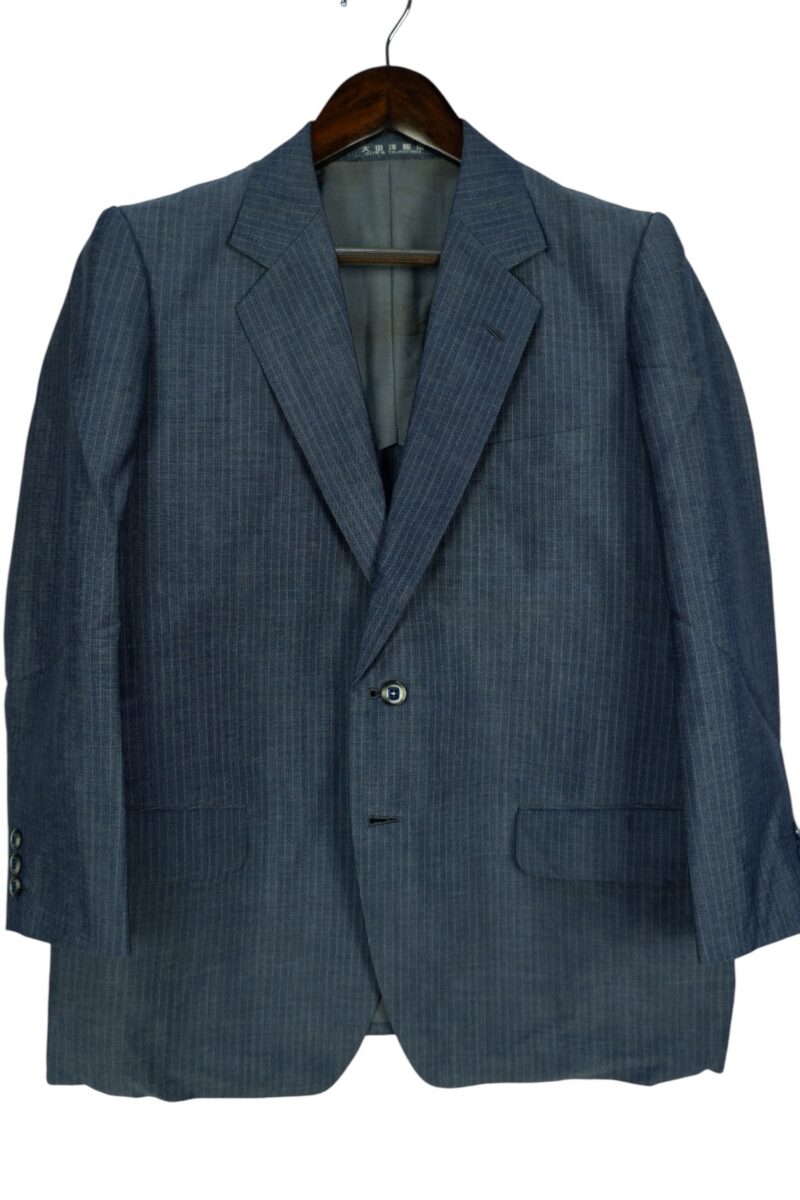 a15207 2 Scabal Suit Jacket Wool Navy Stripe Japan US UK 43 Chest Size 43 Regular Full Canvas มุมที่ 2