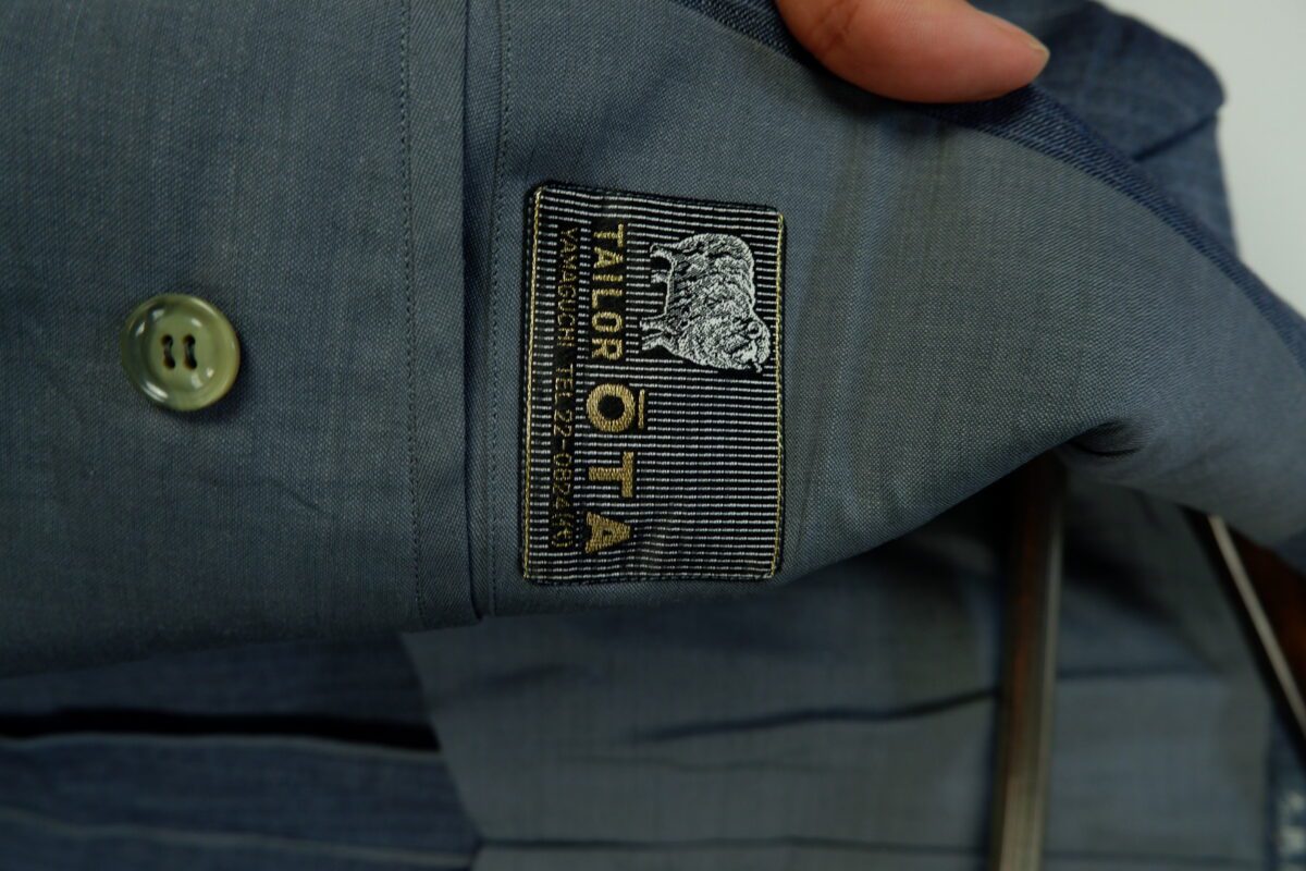 a15207 6 Scabal Suit Jacket Wool Navy Stripe Japan US UK 43 Chest Size 43 Regular Full Canvas มุมที่ 6
