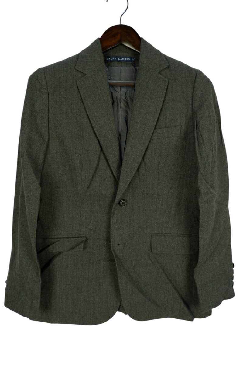 a15212 2 Ralph Lauren Suit Jacket Wool PU Grey Japan US UK 37 Chest Size 37 Regular Half Canvas มุมที่ 2