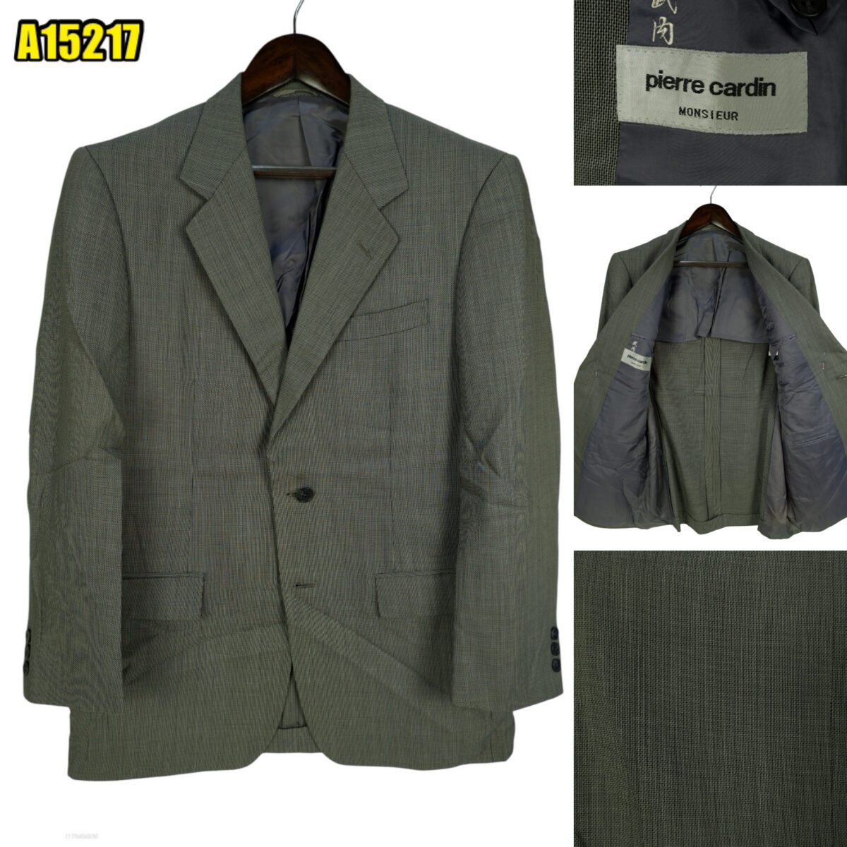 created by photogrid Pierre Cardin Suit Jacket Wool PET Grey Japan US UK 42 Chest Size 42 Regular Full Canvas มุมที่ 1