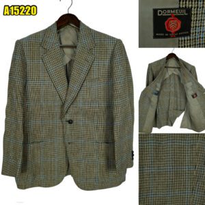 Dormeuil Suit Jacket Wool Grey Windowpane Japan US UK 43 Chest Size 43 Regular Full Canvas มุมที่ 1