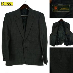 Dormeuil Suit Jacket Wool Black Dark Grey Charcoal Glen Check Japan US UK 39 Chest Size 39 Regular Full Canvas มุมที่ 1