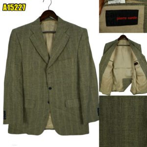 Pierre Cardin Suit Jacket Wool Grey Plaid Brazil US UK 44 Chest Size 44 Regular Half Canvas มุมที่ 1