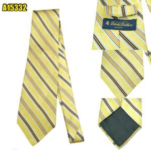 Brooks Brothers Tie Silk Gold Stripe USA (US Import Tax Included) มุมที่ 1